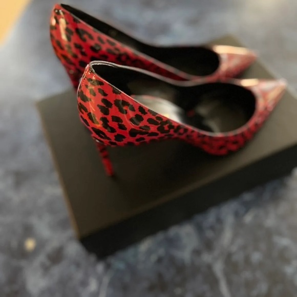 Saint Laurent Red Leopard Print Patent Leather YSL red leopard heels - Picture 4 of 10